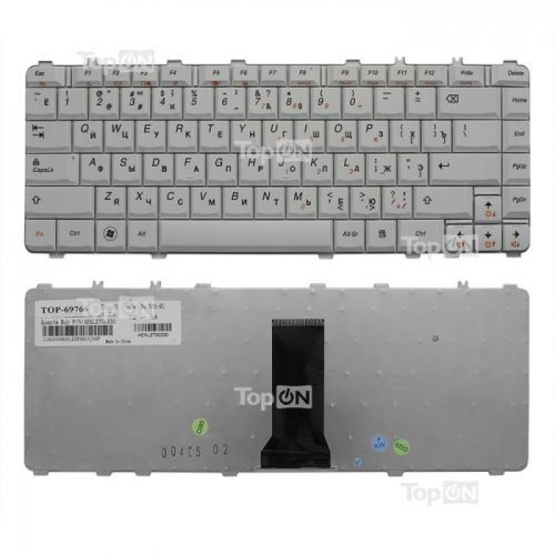 Клавиатура для ноутбука Lenovo IdeaPad C200, B460, Y450, Y450A, Y450G, Y450AW, Y460, Y460A, Y550, Y550A Series. Плоский Enter. Белая, без рамки. Русифицированная. PN: 25-008291, V-10120AS1-RU, 25-008389, N3S-US, V-101020BS1-US.