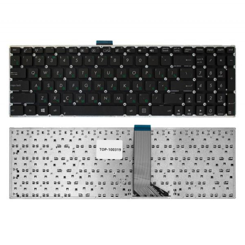 Клавиатура для ноутбука Asus X502, F502, F502C, F502CA Series. Плоский Enter. Черная, без рамки. PN: 0KN0-N32RU12