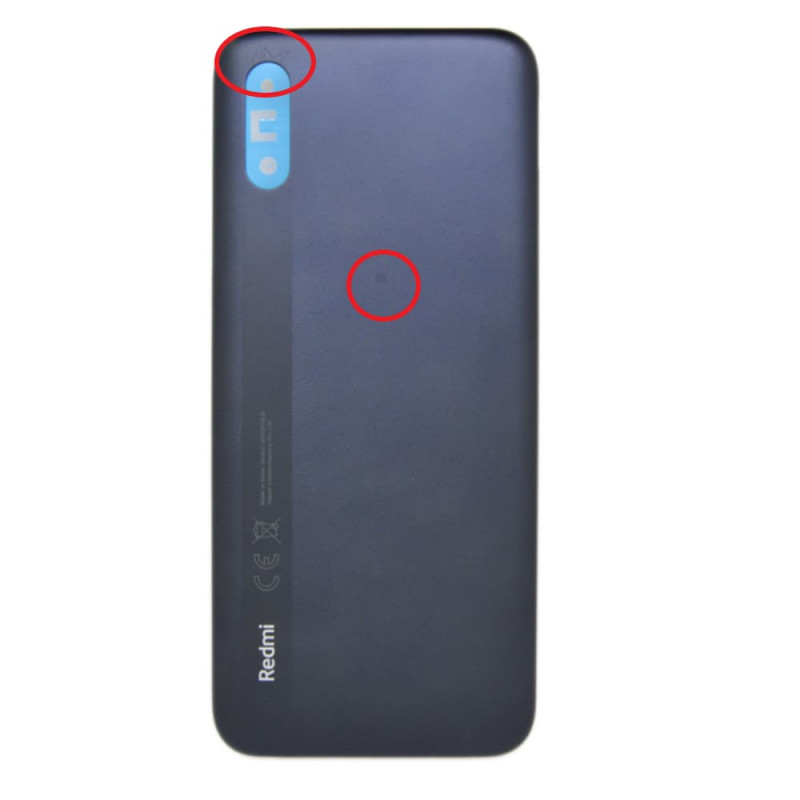 Задняя крышка для Xiaomi Redmi 9A (черный) Premium, незначительный дефект (отсутствует кнопка громкости/включения)