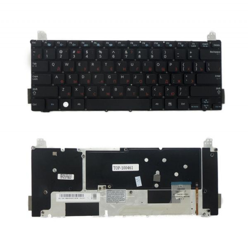 Клавиатура для ноутбука Samsung NP900X1A, NP900X1B Series. Плоский Enter. Черная, без рамки. С подсветкой. Русифицированная. С подсветкой. PN: CNBA5902907, BA75-03221C, BA59-02907C. 
