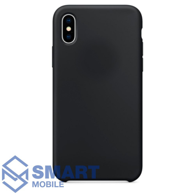Чехол для iPhone X/XS "Silicone Case" (черный) с лого