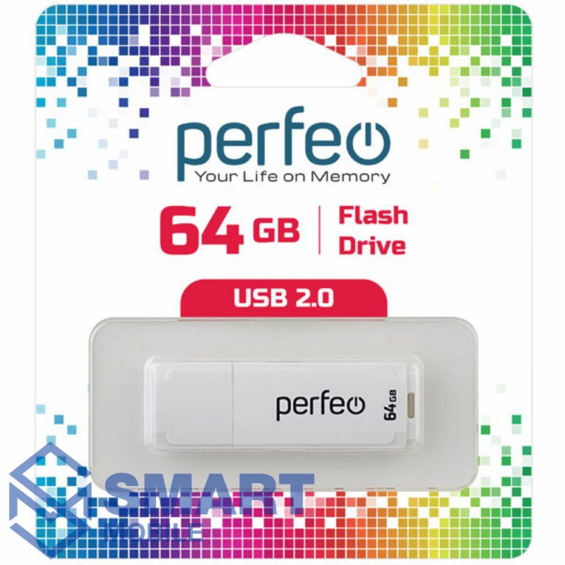 USB флеш-накопитель 64GB Perfeo USB 2.0 (белый) 