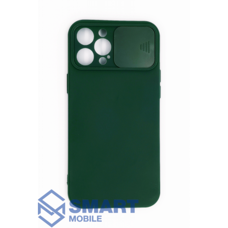 Чехол для iPhone 12 Pro Max силиконовый, с защитой камеры (зеленый)