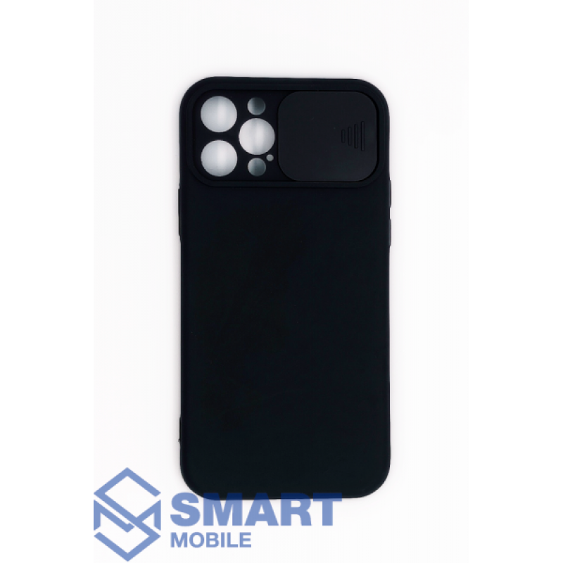 Чехол для iPhone 12 Pro силиконовый, с защитой камеры (черный)