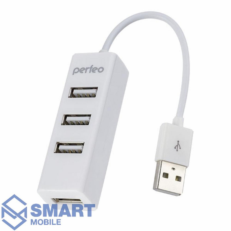 USB - Хаб 4 порта Perfeo (белый)
