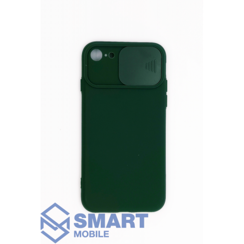 Чехол для iPhone 7/8/SE (2020) силиконовый, с защитой камеры (зеленый)