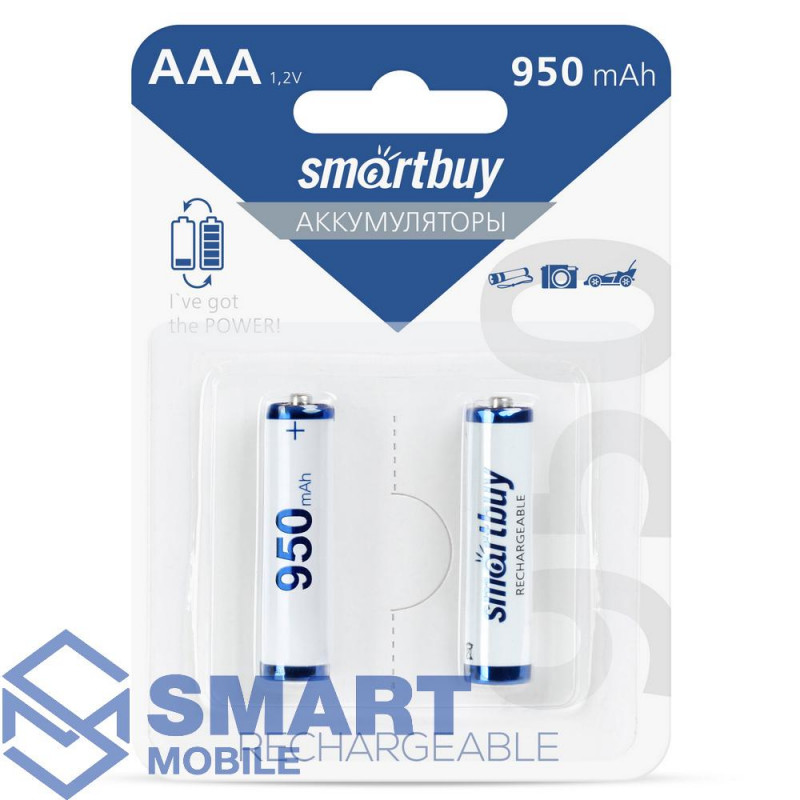 Аккумулятор Smartbuy NiMh AAA/2BL (950 mAh) (1шт)