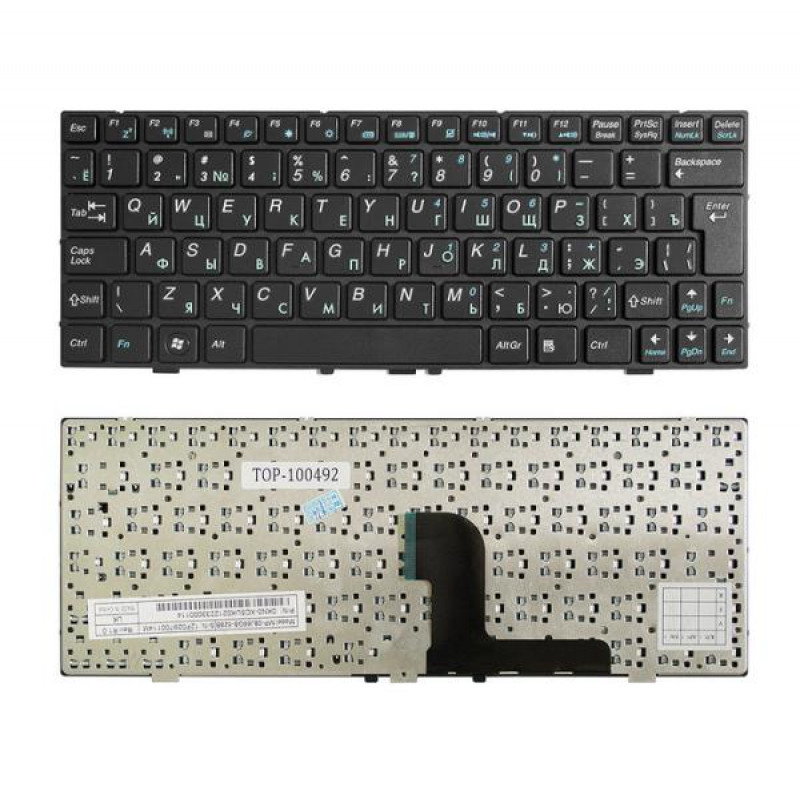 Клавиатура для ноутбука DNS 0127618, 0129680, 0138569 Series. Г-образный Enter. Черная, с черной рамкой. PN: MP-08J63SU-528B