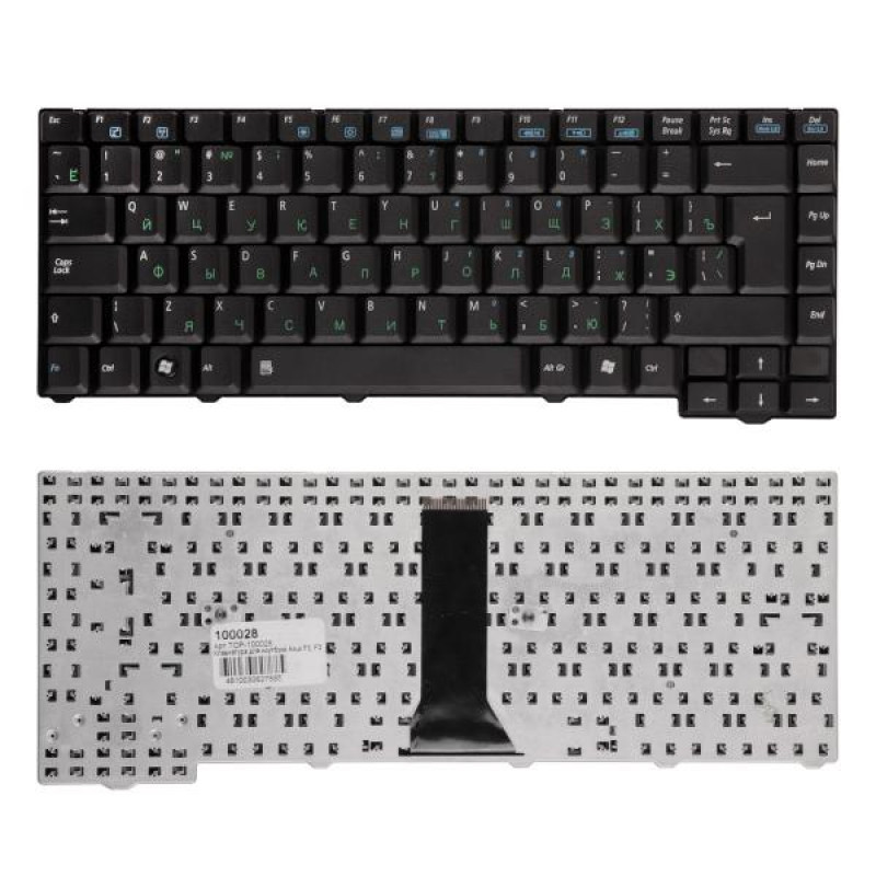 Клавиатура для ноутбука Asus F3, PRO31, X52 Series. (24pin). Г-образный Enter. Черная без рамки. PN: 04GNI11KRU40
