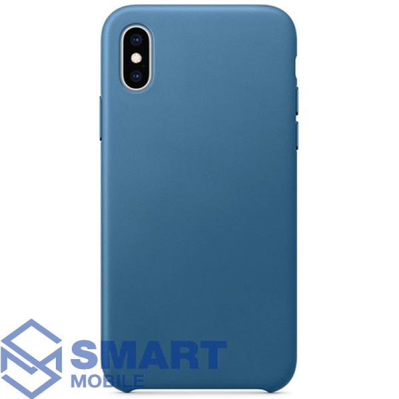Чехол для iPhone XR "Silicone Case" (серо-синий) с лого
