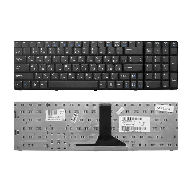 Клавиатура для ноутбука Acer eMashines G520, G720, G620 Series. Плоский Enter. Черная, без рамки. PN: AEZY5E00210