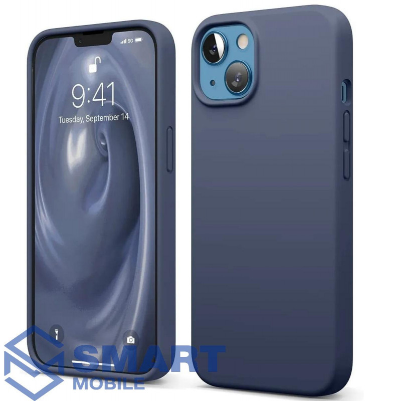 Чехол для iPhone 13 "Silicone Case" (темно-синий) с лого