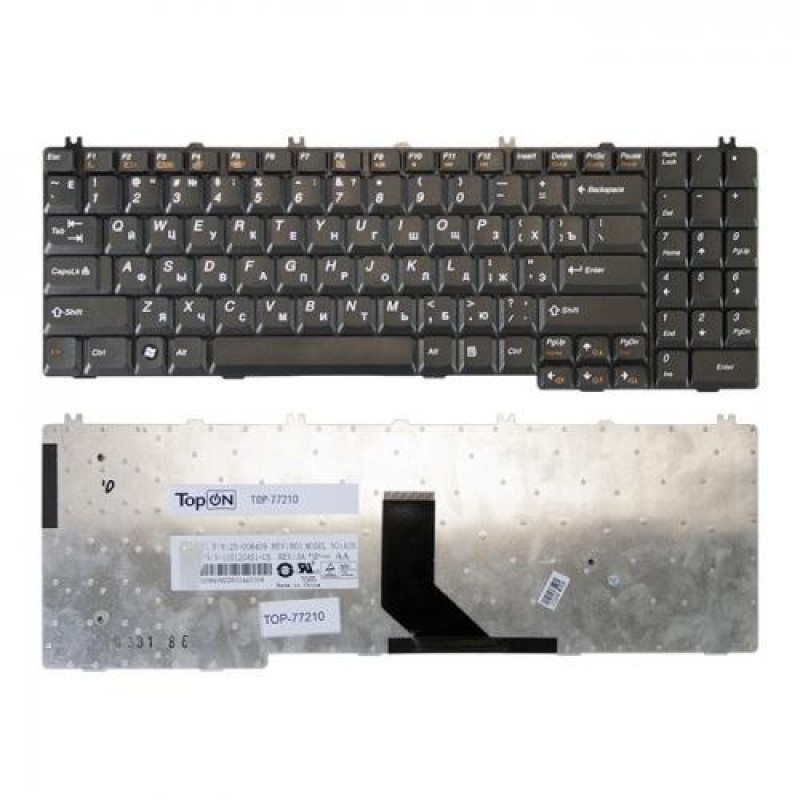 Клавиатура для ноутбука Lenovo IdeaPad B550, B560, G550, G550A, G550M, G550S, G555, G555AX, V560, V565 Series. Плоский Enter. Черная, без рамки. Русифицированная. PN: 25-008405, 25-008432, 25-011333, 25008405, 25008432. 