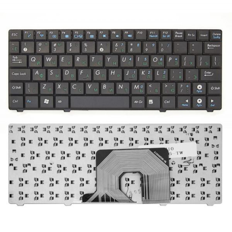 Клавиатура для ноутбука Asus Eee PC 900HA, 900SD, S101, T91, T91M, T91MT Series. Плоский Enter, Черная без рамки. PN: V100462AS1