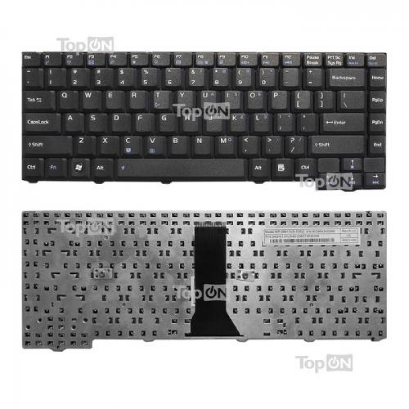 Клавиатура для ноутбука Asus F3, PRO31, X52 Series. (24pin). Плоский Enter. Черная без рамки. PN: 04GNI11KRU40