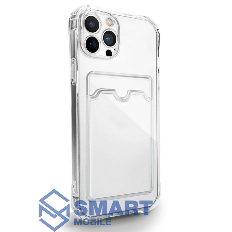 Чехол для iPhone 14 Pro Max силиконовый, с картхолдером (прозрачный)