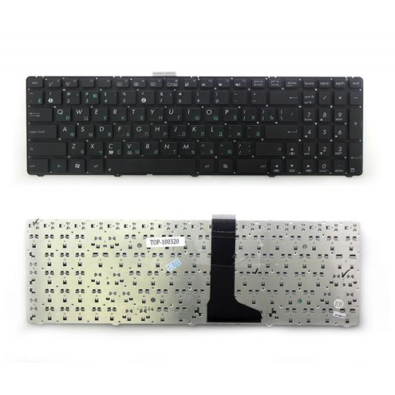 Клавиатура для ноутбука Asus U52, U53, U53F, U53J, U56 Series. Плоский Enter. Черная, без рамки. PN: V111462DS1