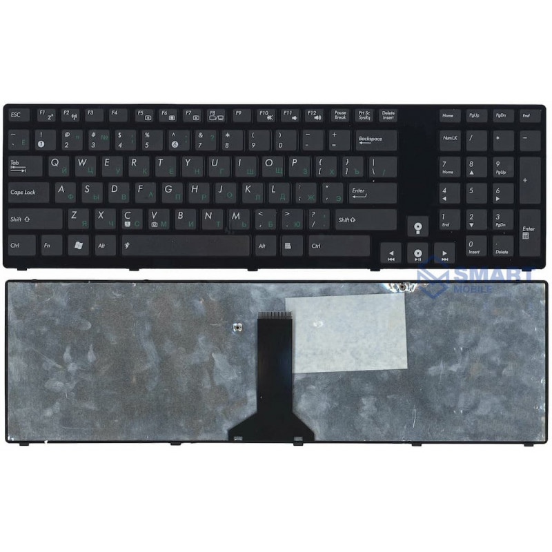 Клавиатура для ноутбука Asus K95, K93, A95, X93 Series. Плоский Enter. Черная, с черной рамкой. PN: V126202AK2.