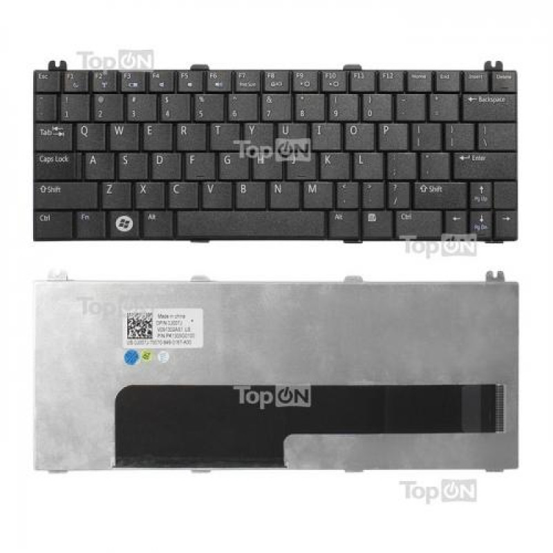 Клавиатура для ноутбука Dell Inspiron Mini 12, 1210 Series. Г-образный Enter. Черная, без рамки. PN: 0K124J, V091302AS1