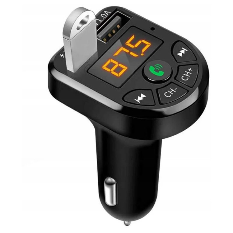 FM-Модулятор CARE5, Bluetooth, 2 USB, LED-дисплей, микрофон, кнопка ответа (черный)