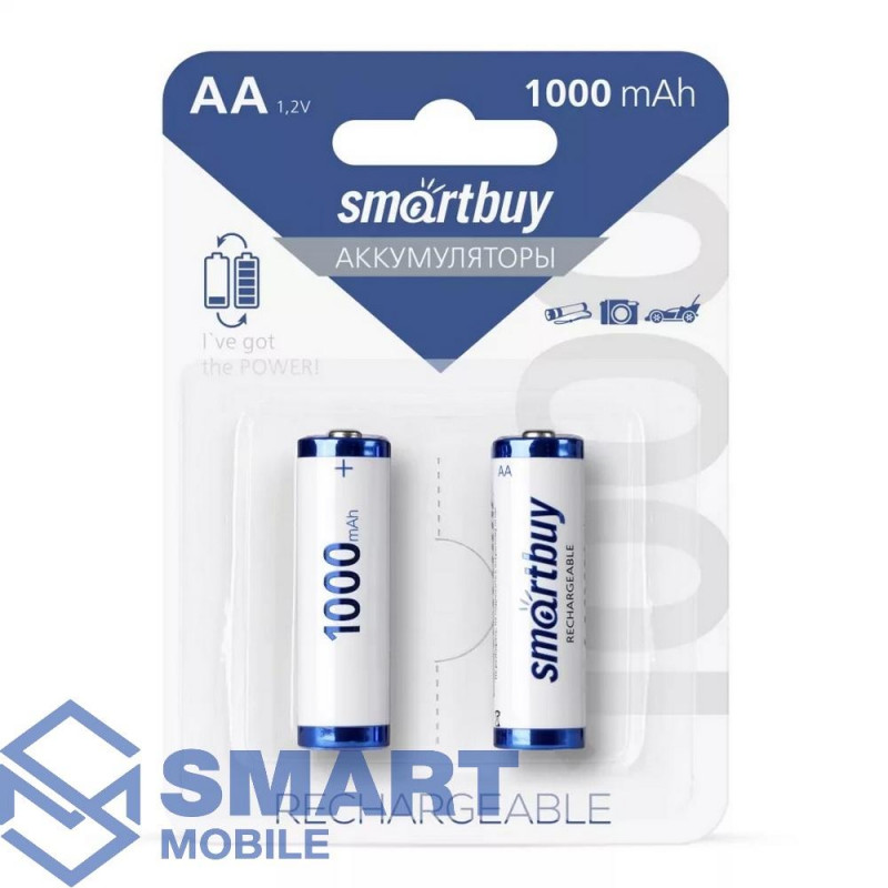 Аккумулятор NiMh Smartbuy AA/2BL (1000 mAh) (SBBR-2A02BL1000) (1шт)