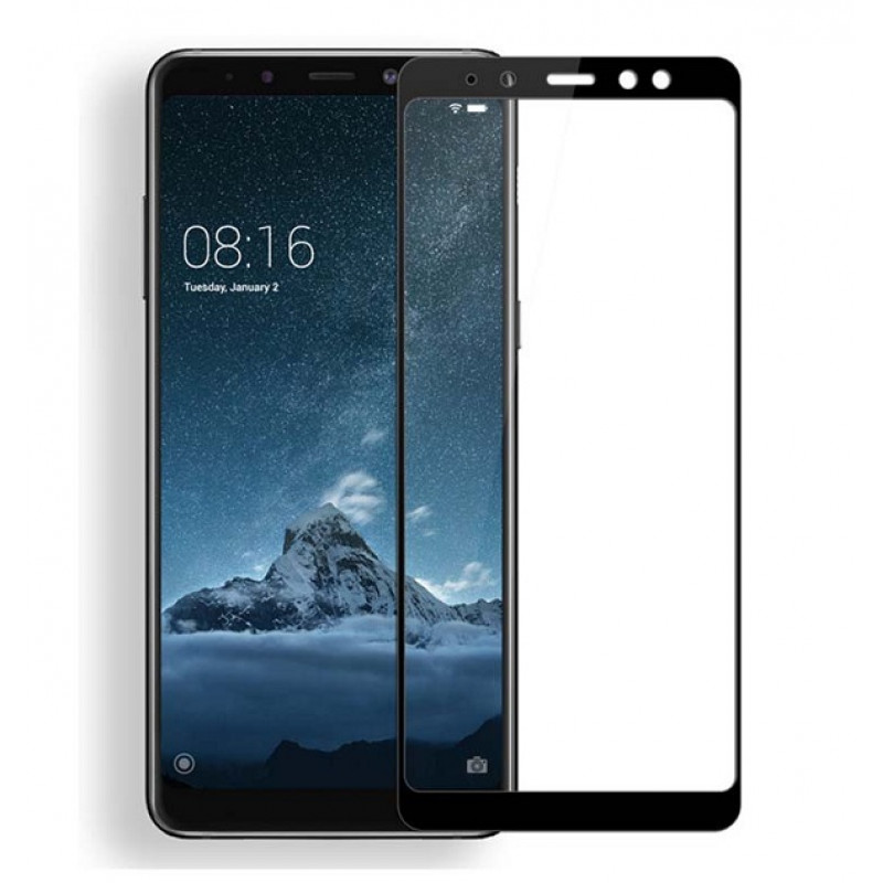 Защитное стекло для Samsung Galaxy A530F A8 (2018) (черный) (полное покрытие) (тех.пак.)