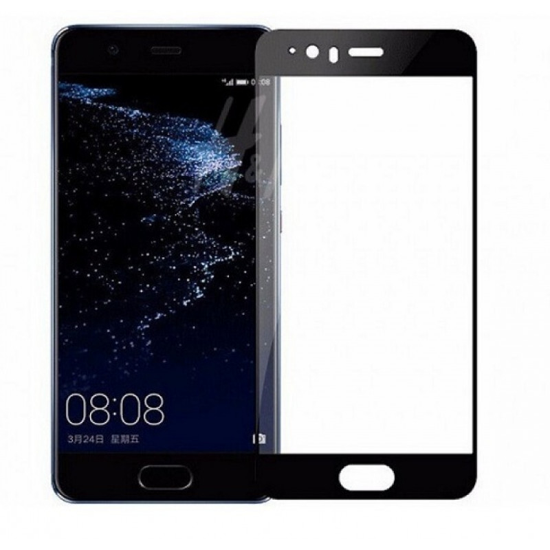 Защитное стекло для Huawei P10 (черный) (полное покрытие) (тех. пак.)