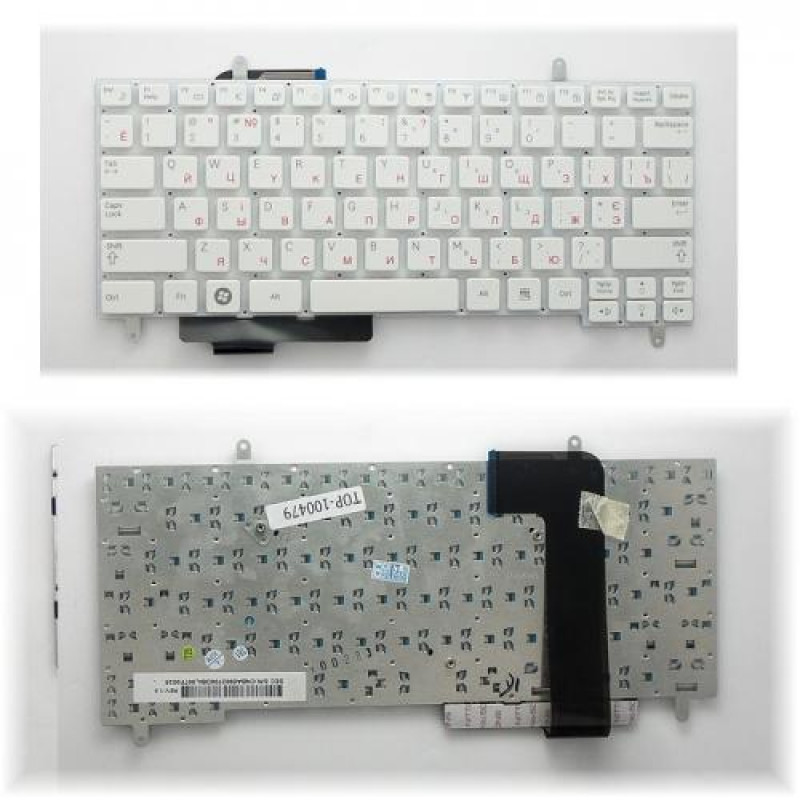 Клавиатура для ноутбука Samsung N210, N220 Series. Плоский Enter. Белая, без рамки. Русифицированная. PN: V114060AS1, CNBA5902706AB, BA59-02706C, BA59-02706D, NSK-M63SN. 