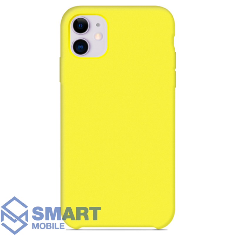 Чехол для iPhone 12 Mini "Silicone Case" (ярко-желтый) с лого