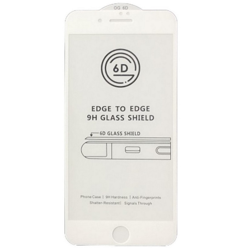 Защитное стекло для iPhone 6/6S (белый) (полное покрытие) (тех. пак.) "G-RHINO"