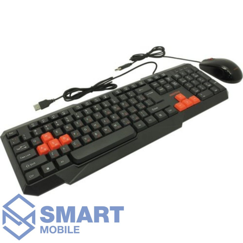 Проводной комплект клавиатура + мышь SmartBuy One (SBC-230346-KR) (красный/черный)