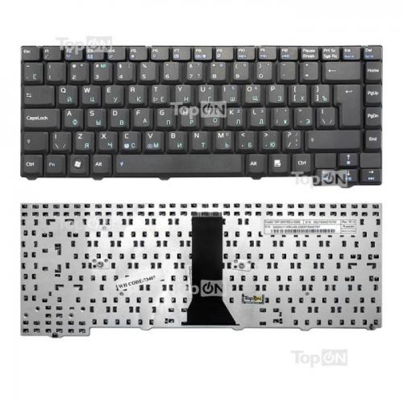 Клавиатура для ноутбука Asus F2, F3, Z53S Series. (28pin). Г-образный Enter. Черная, без рамки. PN: K012462A1
