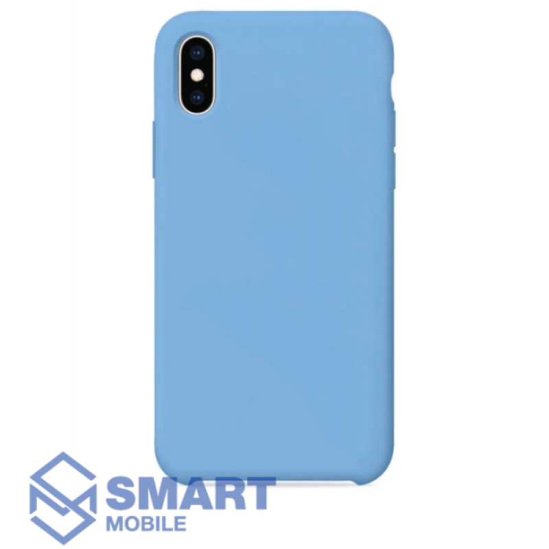 Чехол для iPhone X/XS "Silicone Case" (голубой) с лого
