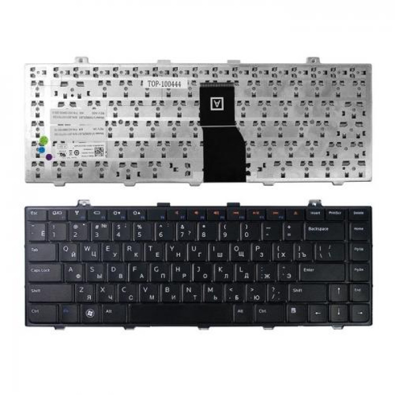 Клавиатура для ноутбука Dell Studio 1450, 1457, 1458 Series. Плоский Enter. Черная, без рамки. PN: V100825JS1