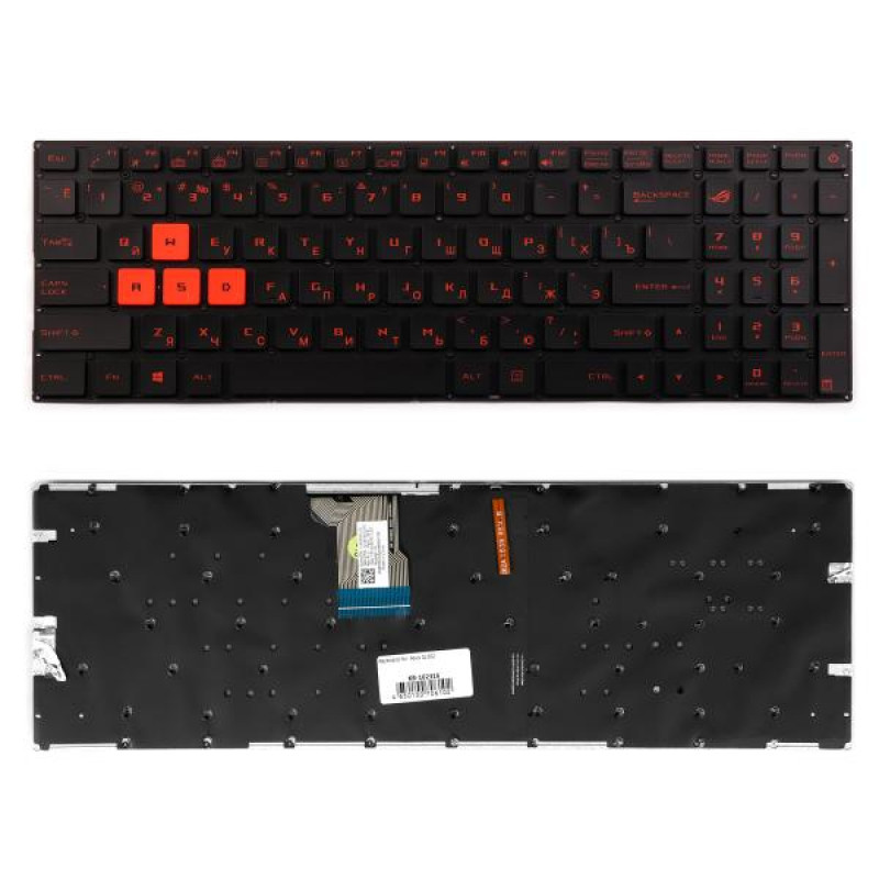 Клавиатура для ноутбука Asus GL502, GL502VM, GL502VS Series. Плоский Enter. Черная, без рамки. PN: 90NB0DR1-R31RU0