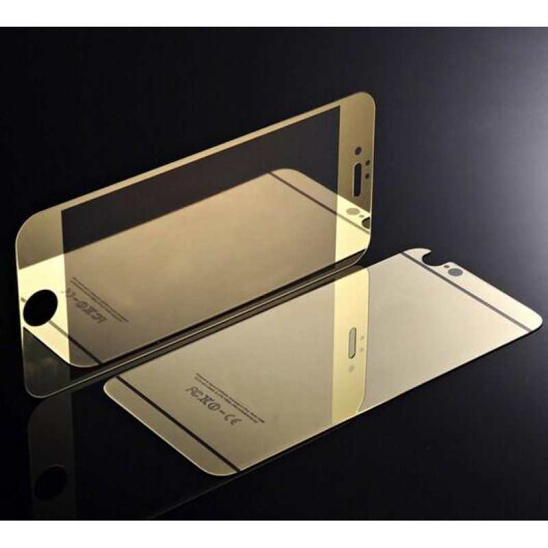Защитное стекло для iPhone 4/4S (золото) (комплект 2 стекла)