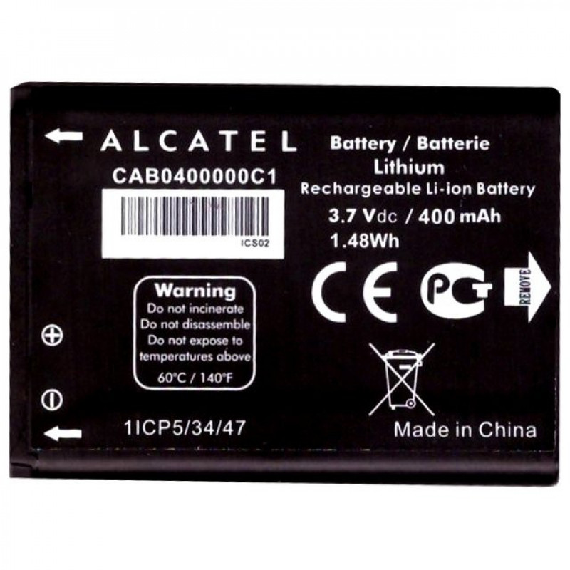 Аккумулятор для ALCATEL OT1008/ OT1009X/OT1010D/OT1010X/OT1013D/OT1016D/OT1035D/OT1040D/OT1040X/OT1042D/OT1046D/OT1051D/OT1052D/One Touch 232 (CAB0400000C1) (400 mAh), AAA