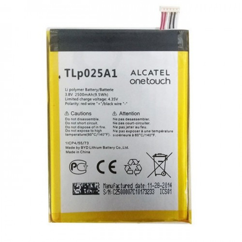 Аккумулятор для Alcatel OT5054D/OT7043K/OT7043Y/OT7044X/OT7047D/OT7048X/OT6043x/8008D/8000D/TCL J926T (TLp025A1/TLp025A2) (2500 mAh), AAA