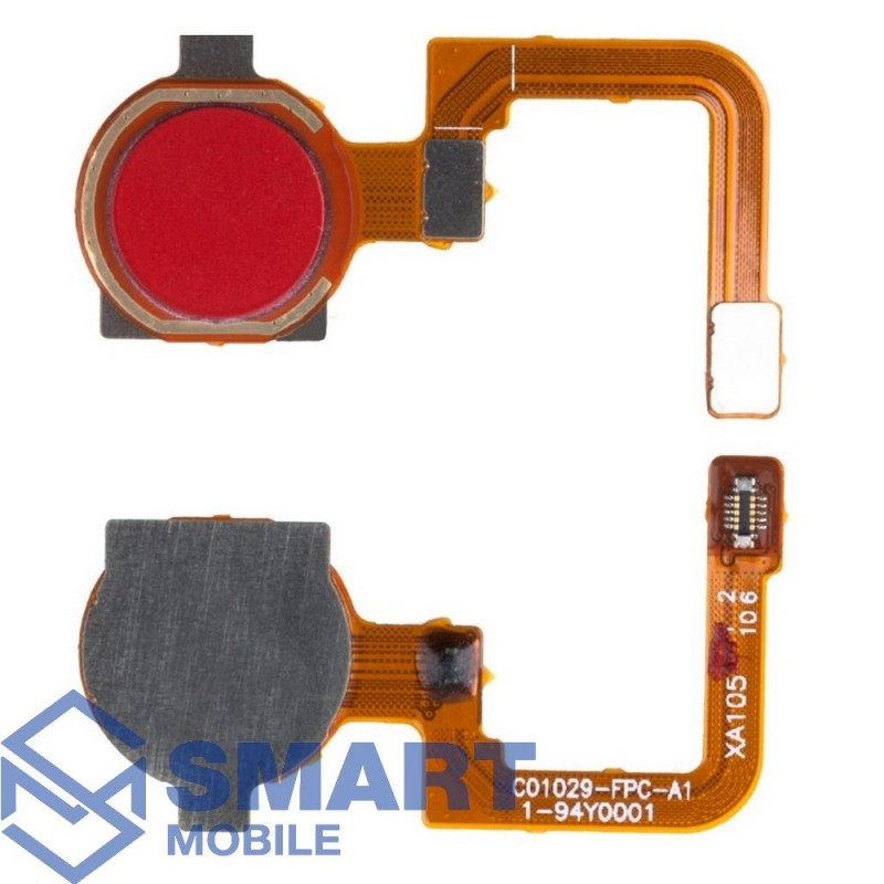 Шлейф для Realme C3 + сканер отпечатка (красный)