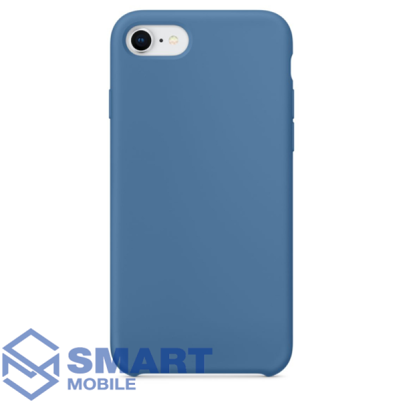 Чехол для iPhone 7/8/SE (2020) "Silicone Case" (синий) с лого