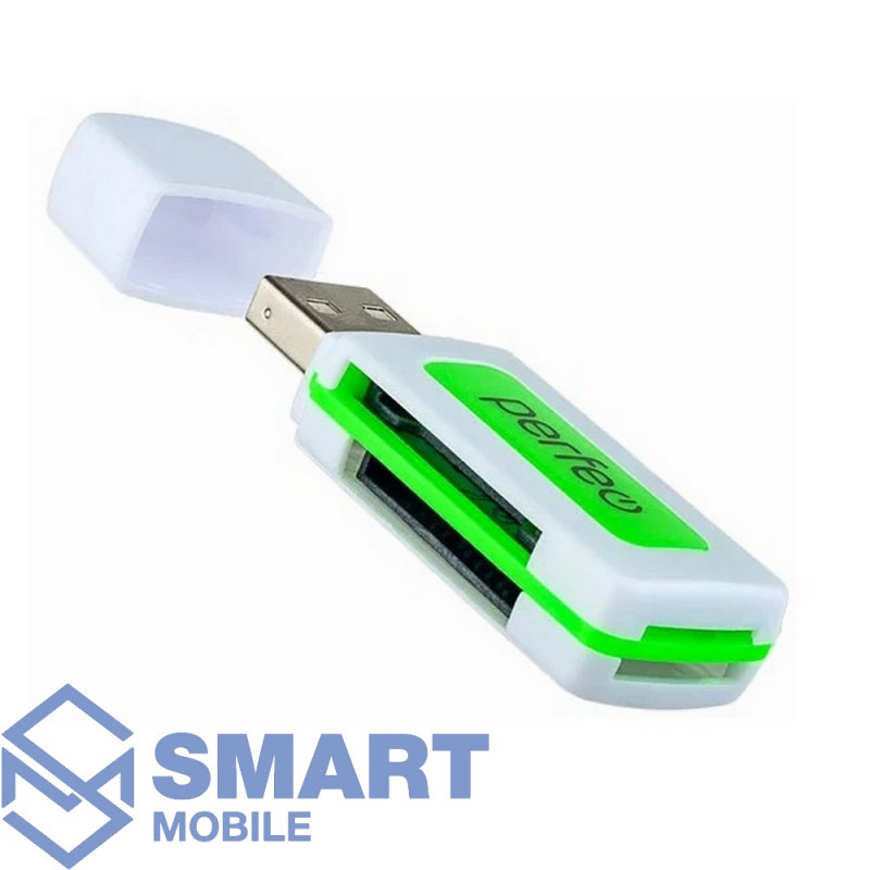 Картридер универсальный (PF-VI-R021) USB 2.0 Perfeo (белый/зеленый)