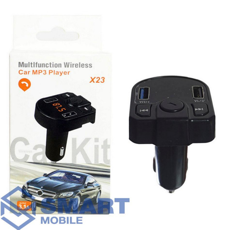 FM-Модулятор X23, Bluetooth, 2 USB, микрофон, кнопка ответа (черный)