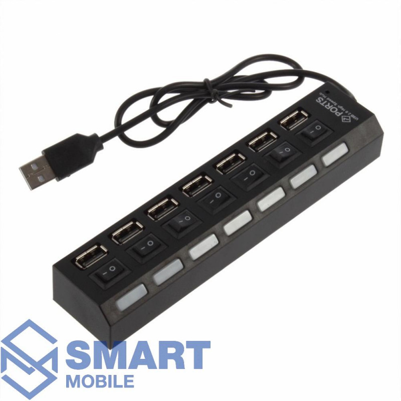 USB - Хаб 7 портов с выключателями (черный)