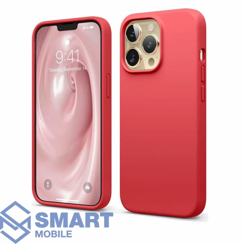 Чехол для iPhone 13 Pro "Silicone Case" (красный) с лого