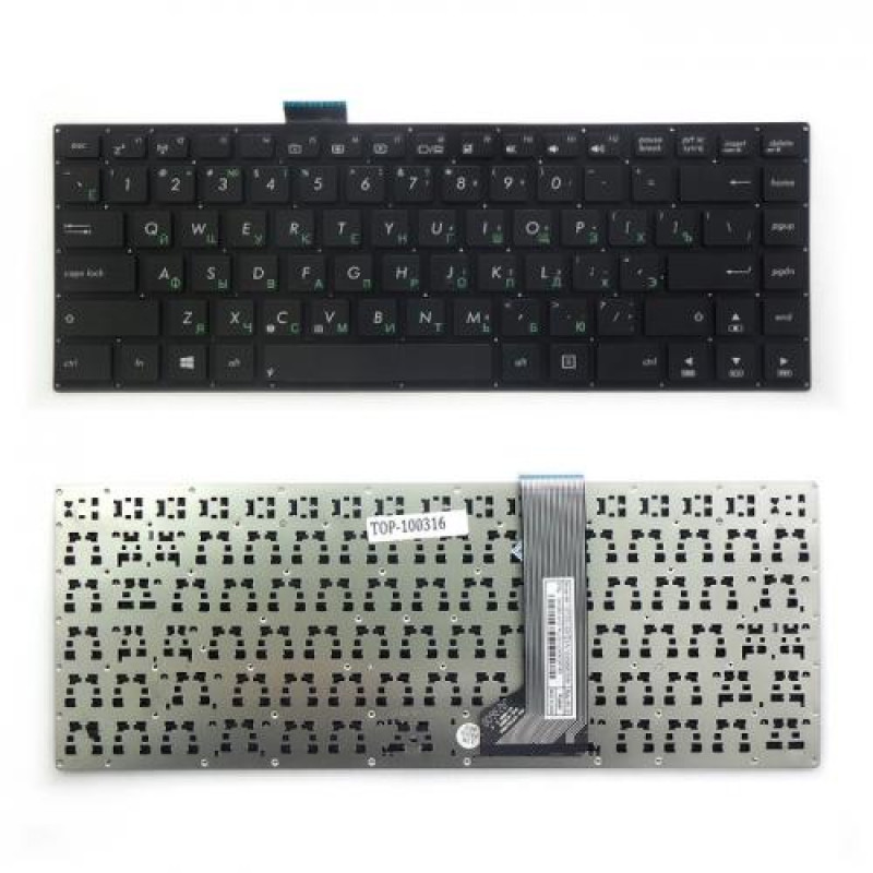 Клавиатура для ноутбука Asus F402, S400, X402 Series. Плоский Enter. Черная, без рамки. PN: MP-12F33US-9201