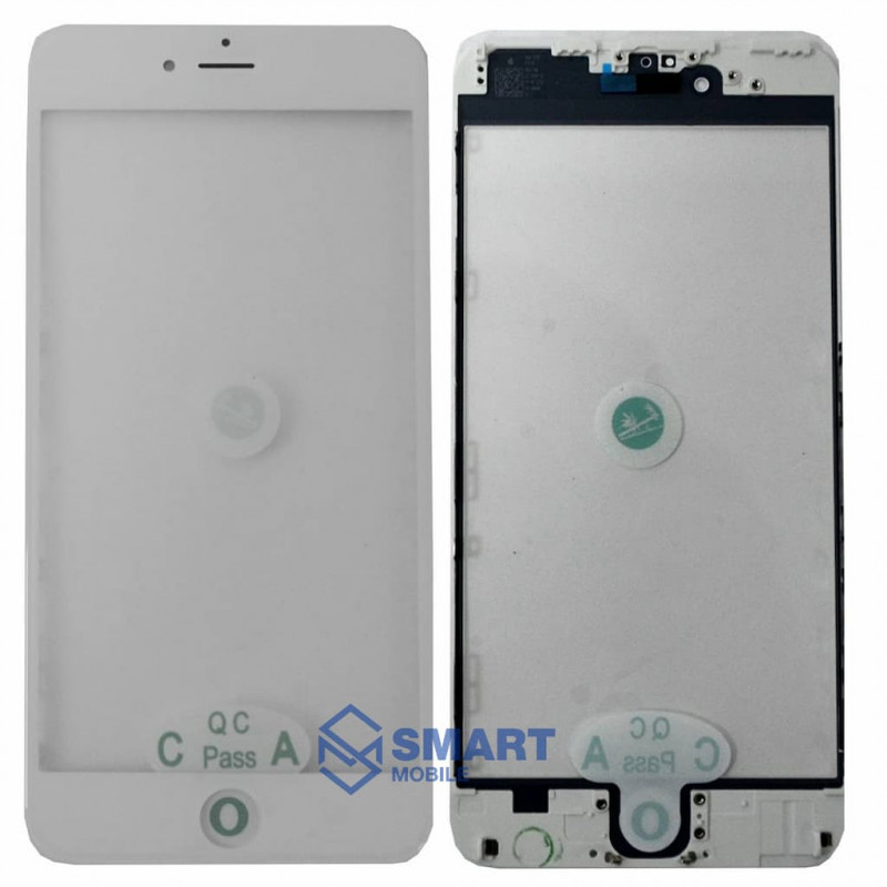 Стекло для переклейки iPhone 6 Plus + OCA + рамка (белый) (олеофобное покрытие) оригинал