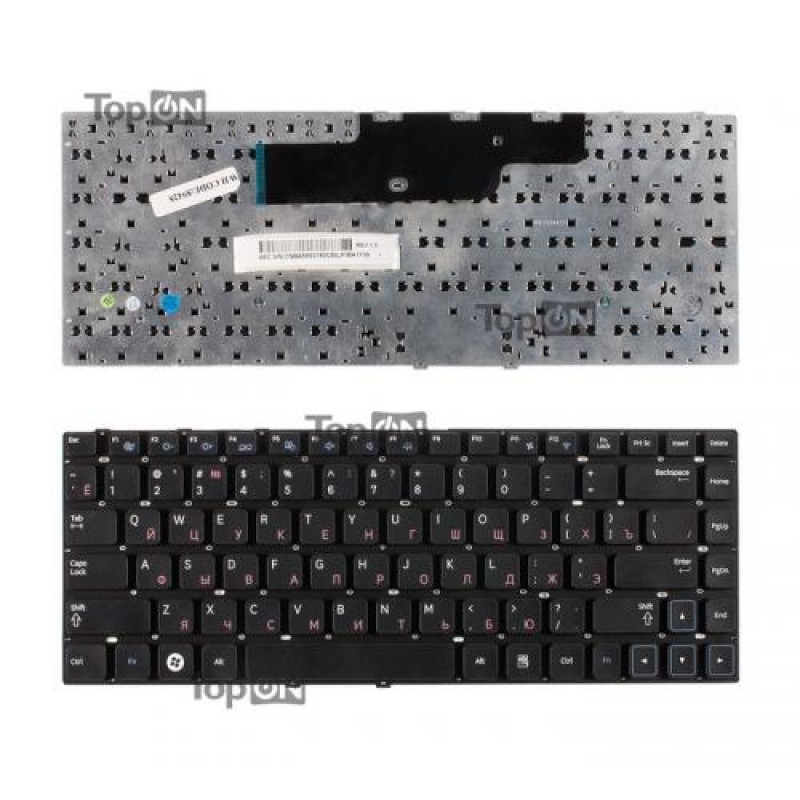 Клавиатура для ноутбука Samsung 300E4A, 300V3A, 300V4A, 305V4A, NP300E4A, NP300V4A Series. Плоский Enter. Черная, без рамки. Русифицированная. PN: 9Z.N5PSN.70R. 