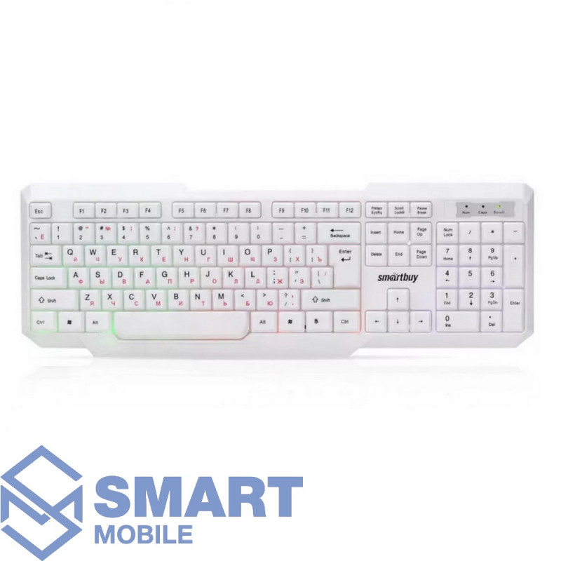 Клавиатура проводная SmartBuy One 333 USB (SBK-333U-W) мультимедийная с подсветкой (белый)