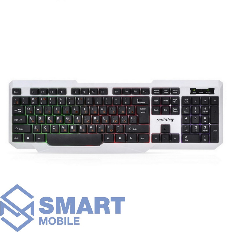 Клавиатура проводная SmartBuy One 333 USB (SBK-333U-WK) мультимедийная с подсветкой (белый/черный)