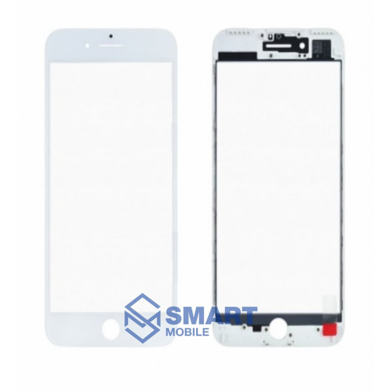 Стекло для переклейки iPhone 7 Plus + OCA + рамка (белый) (олеофобное покрытие)